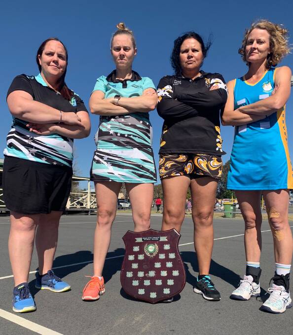 Division one team representatives Shellie Morrison (Natureland Thunder), Elyse Wilson (Natureland Storm), Carla Smith (SWR Corals) and Julianne Petterson (CH Vipers)