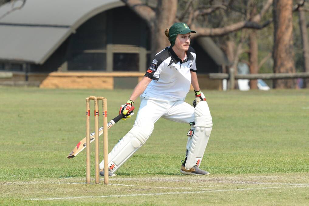 A Rovers batsman reaches out to cross the crease in a match against South West Rocks earlier this season. Photo: Penny Tamblyn