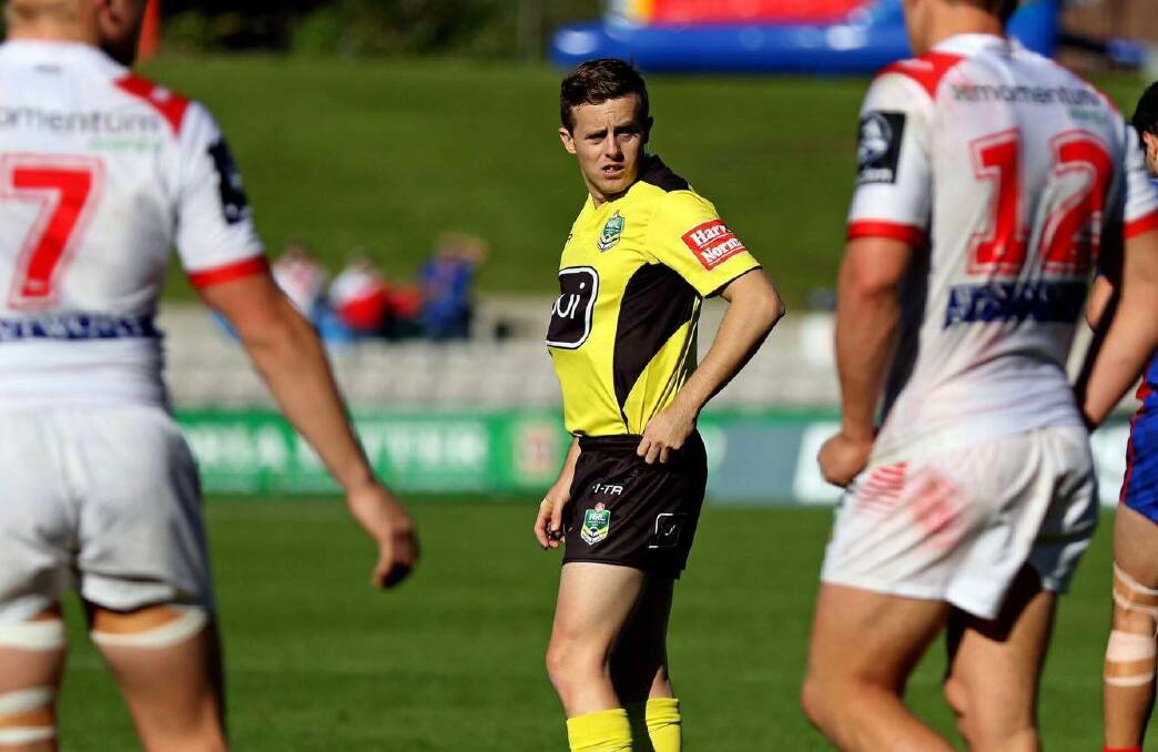 In charge: Smithtown's Jake Sutherland will move a step closer to realising his dream of refereeing NRL matches when he touch judges the U20s grand final on Sunday. Photo: Bryden Sharp.