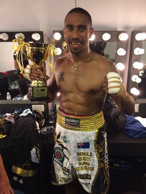 Victory: Renold Quinlan earned a first round knockout in his return to the ring against Alexander Bajawa. Photo: Supplied.
