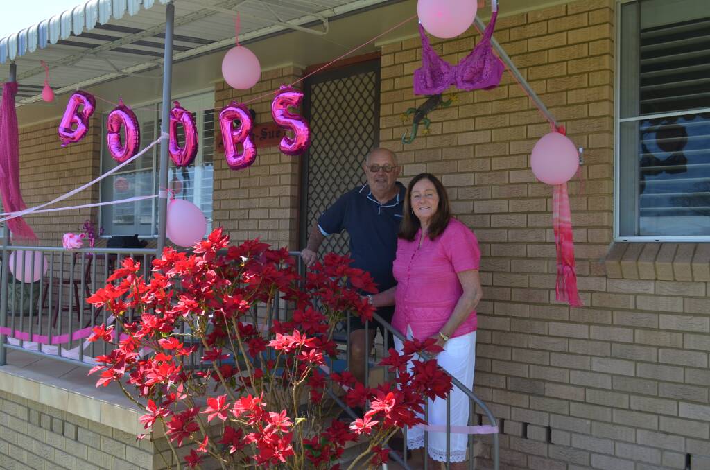 Adrian and Sue Phelps decorated their home pink as part of the Gladstone initiative to raise awareness for Breast Cancer research. Photo: Callum McGregor