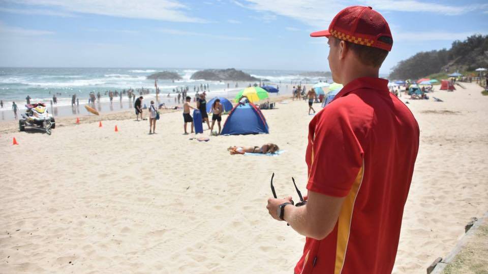 Busy week: Head lifeguard James Turnham keeps a close eye on Town Beach