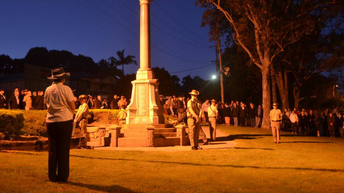 Paying tribute: the Anzac Spirit was commemorated by a large gathering at Kempsey Cenotaph earlier this morning. Photo by Todd Connaughton