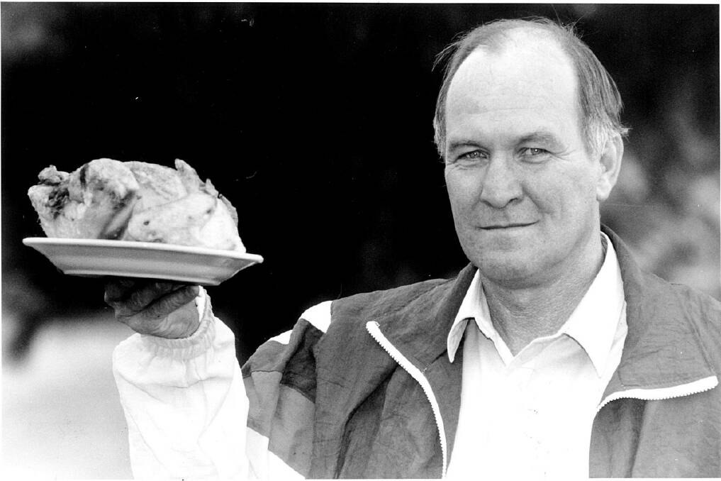 Tony Windsor posing for a story on imported chicken meat in The Northern Daily Leader in 1997. 