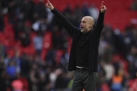 The odds are in favour of Manchester City and Pep Guardiola lifting a fourth-straight EPL title. (AP PHOTO)