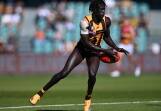 Changkuoth Jiath makes his long-awaited return for Hawthorn against Port Adelaide this weekend. (James Ross/AAP PHOTOS)
